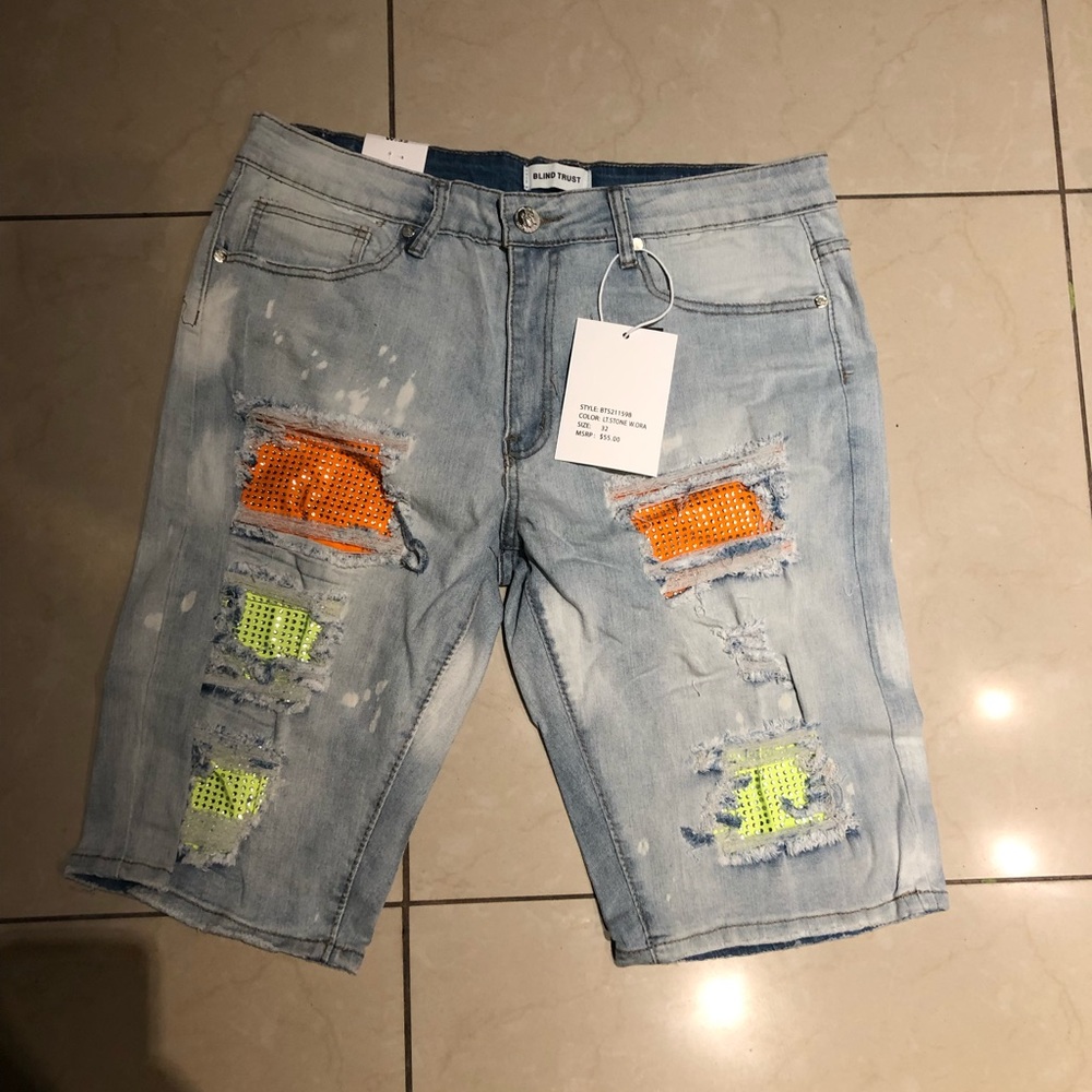 Blind trust denim shorts
